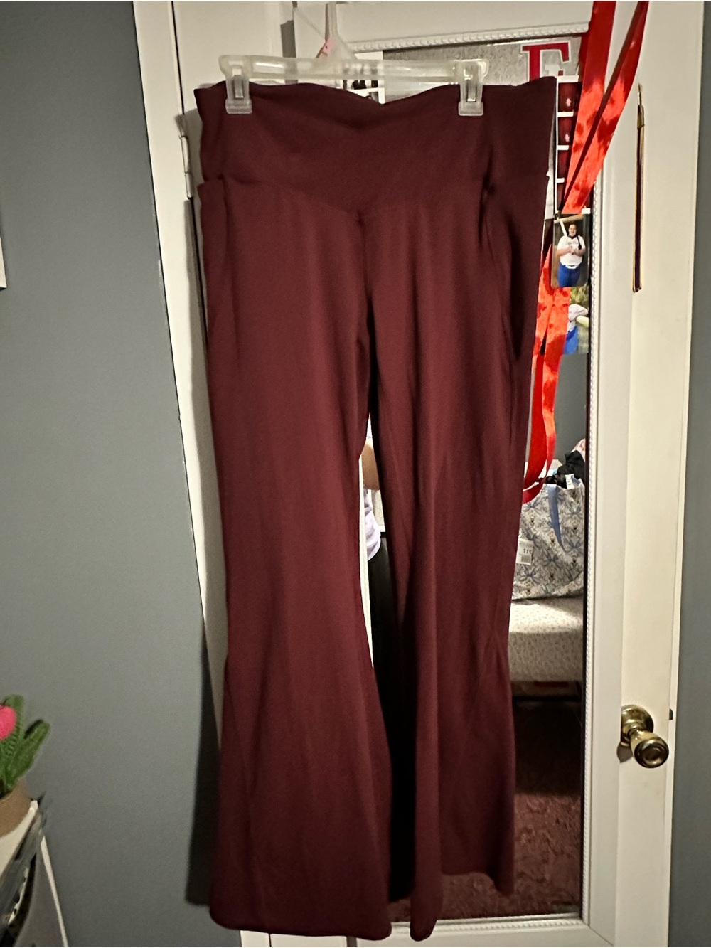Fabletics High-Waist Women's Flare Pants in Deep Burgundy
